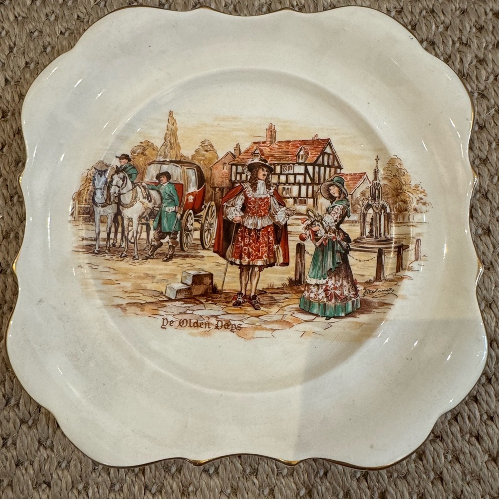 Vintage Lancaster & Sandland LTD Plate 'Ye Olden Days'.excellent condition